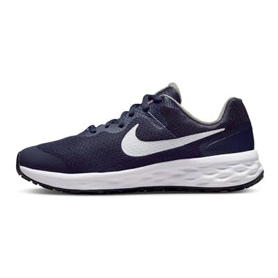 Nike Boy's Revolution 6 Sneaker Midnight Navy White Flat Pewter 5 UK Nike Boy's Revolution 6 Sneaker Midnight Navy White Flat Pewter 5 UK