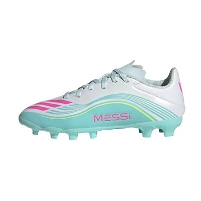 adidas Unisex Kids F50 Messi League Multi Ground Football Boots Kids, FTWR White/Lucid Pink/Flash Aqua, 12 UK Child adidas Unisex Kids F50 Messi League Multi Ground Football Boots Kids, FTWR White/Lucid Pink/Flash Aqua, 12 UK Child