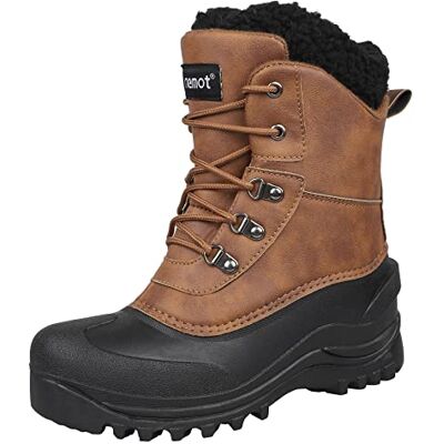 riemot Snow Boots Waterproof Winter Boots for Men Women Outdoor Warm Fur Lined Shoes Anti-Slip Comfortable Boots for Hiking Trekking Walking Lace-up Booties,Brown,UK 8 riemot Snow Boots Waterproof Winter Boots for Men Women Outdoor Warm Fur Lined Shoes Anti-Slip Comfortable Boots for Hiking Trekking Walking Lace-up Booties,Brown,UK 8
