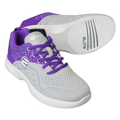 ELITE Women's Comfort Bowling Shoes, Grey/Violet, 4 UK ELITE Women's Comfort Bowling Shoes, Grey/Violet, 4 UK