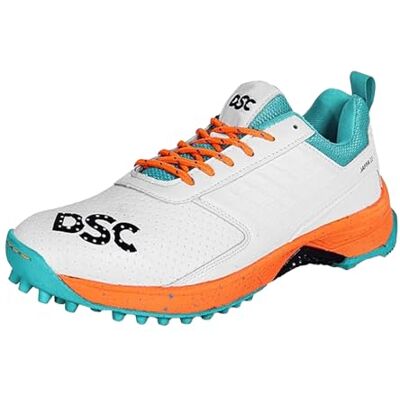 DSC Jaffa 22 Cricket Shoes White/Orange for Boys and Men Lightweight Embossed Design 6 UK, 7 US, 41 EU DSC Jaffa 22 Cricket Shoes White/Orange for Boys and Men Lightweight Embossed Design 6 UK, 7 US, 41 EU