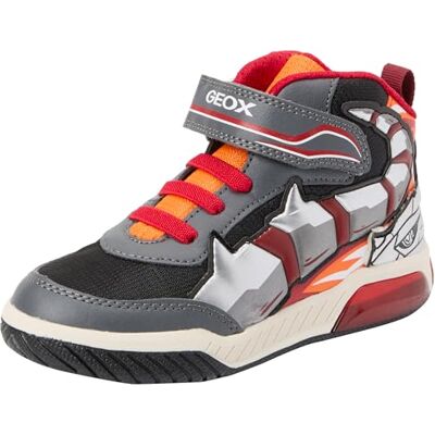GEOX J INEK BOY C - Kids High Top Sneakers - Bunt (Dark Gray, Orange) - Sneaker GEOX J INEK BOY C - Kids High Top Sneakers - Bunt (Dark Gray, Orange) - Sneaker