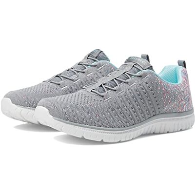 Skechers Women's Virtue Sneaker, Gray Multicolor Gym, 3 UK Skechers Women's Virtue Sneaker, Gray Multicolor Gym, 3 UK
