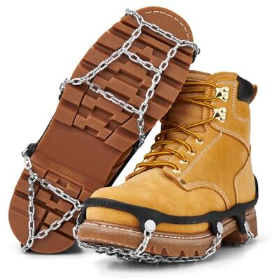 YakTrax Chains Traction Cleats For Snow & Ice, Ideal For Boots Hardened Steel Chains With Rubber Sling; Quick On/Off; Fits Most Boots; Effective On Packed Snow And Ice YakTrax Chains Traction Cleats For Snow & Ice, Ideal For Boots Hardened Steel Chains With Rubber Sling; Quick On/Off; Fits Most Boots; Effective On Packed Snow And Ice