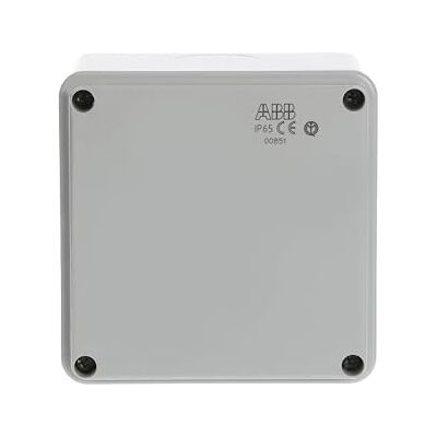 ABB IP65 Junction Box • Fully Dust Sealed Enclosure • Waterproof Electric Cable Connector Unit • Shockproof Adaptable Indoor/Outdoor Box • 100 x 100 x 80mm ABB IP65 Junction Box • Fully Dust Sealed Enclosure • Waterproof Electric Cable Connector Unit • Shockproof Adaptable Indoor/Outdoor Box • 100 x 100 x 80mm