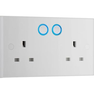 British General BG Electrical Double Switched Power Wall Plug Socket with Smart Home Control, Touch, Voice or App Control, Timer Function, Security Options, Square Edge, Nexus 900 Series, White Moulded, 13A, 922/HC British General BG Electrical Double Switched Power Wall Plug Socket with Smart Home Control, Touch, Voice or App Control, Timer Function, Security Options, Square Edge, Nexus 900 Series, White Moulded, 13A, 922/HC