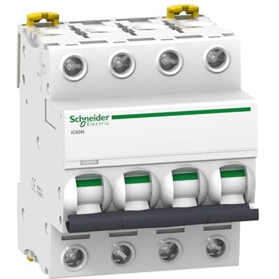 Schneider Electric Schneider A9F74410 iC60N 4P 10A C MCB Miniature Circuit Breaker, White, Set of 3 Piece Schneider Electric Schneider A9F74410 iC60N 4P 10A C MCB Miniature Circuit Breaker, White, Set of 3 Piece