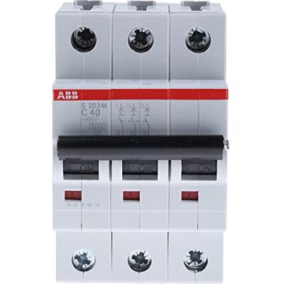ABB Protecta Plus S203M-C40 Miniature Circuit Breaker • 3 Pole • 40A Type C • 440V AC / 125V DC • 10kA Breaking Capacity • DIN Rail Mount • System pro M Compact • Industrial MCB • 2CDS273001R0404 ABB Protecta Plus S203M-C40 Miniature Circuit Breaker • 3 Pole • 40A Type C • 440V AC / 125V DC • 10kA Breaking Capacity • DIN Rail Mount • System pro M Compact • Industrial MCB • 2CDS273001R0404