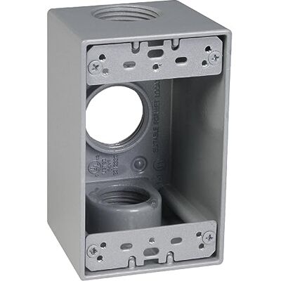 TayMac SB3100S Weatherproof Box, 1-Gang, (3) 1-Inch Outlets, Gray TayMac SB3100S Weatherproof Box, 1-Gang, (3) 1-Inch Outlets, Gray