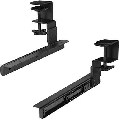 VIVO Height Adjustable Clamp and 12 inch Rail Set for DIY Custom Wooden Keyboard Trays (Tray Not Included), Under Desk Pull Out Slider Track with C-clamp Mount System, Black, MOUNT-RAIL02H VIVO Height Adjustable Clamp and 12 inch Rail Set for DIY Custom Wooden Keyboard Trays (Tray Not Included), Under Desk Pull Out Slider Track with C-clamp Mount System, Black, MOUNT-RAIL02H