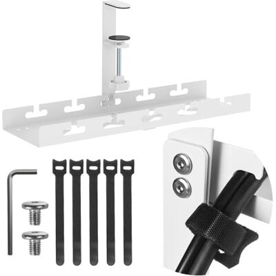 Maclean under-counter cable holder for power strips Tool-free clamp fastening 40cm Desk Organizer for Home Office Gaming Workstation up to 5kg (White, 1 Level/Length: 400mm) Maclean under-counter cable holder for power strips Tool-free clamp fastening 40cm Desk Organizer for Home Office Gaming Workstation up to 5kg (White, 1 Level/Length: 400mm)