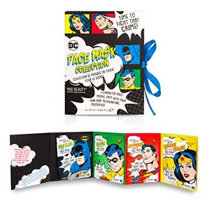 Mad Beauty DC Superhero Face Mask Set: 4 Cloth Masks by Superman, Batman, Robin and Wonder Woman as a Cloth Mask for Groomed Skin