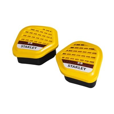 Stanley A1P3 Replacement Filters, Twin Pack for Half Mask Respirator, 99.97% Filtration for Organic Vapours, Solvents, Pesticides, Paint Fumes & Dust, Easy Fit Filters with Low Breathing Resistance Stanley A1P3 Replacement Filters, Twin Pack for Half Mask Respirator, 99.97% Filtration for Organic Vapours, Solvents, Pesticides, Paint Fumes & Dust, Easy Fit Filters with Low Breathing Resistance