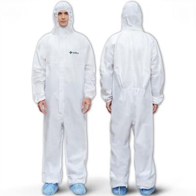 Medtecs Hazmat Suits 6 Sizes Options (1 PC) Fabric Passed AAMI Level 4 Disposable Coverall PPE Suit CoverU Full Body Protective Clothing with Hood S Medtecs Hazmat Suits 6 Sizes Options (1 PC) Fabric Passed AAMI Level 4 Disposable Coverall PPE Suit CoverU Full Body Protective Clothing with Hood S
