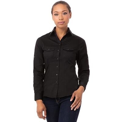 Chef Works Uniform Works B213-M Ladies Pilot Shirt, Black Chef Works Uniform Works B213-M Ladies Pilot Shirt, Black