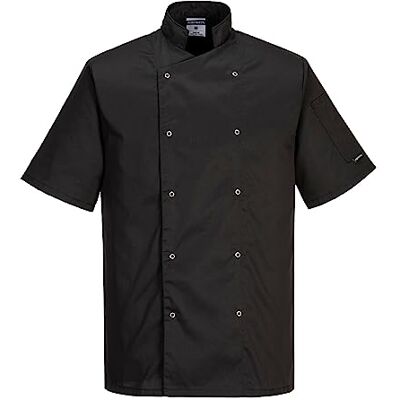 Portwest Cumbria Chefs Kitchen Workwear Jacket Black 4XL Portwest Cumbria Chefs Kitchen Workwear Jacket Black 4XL