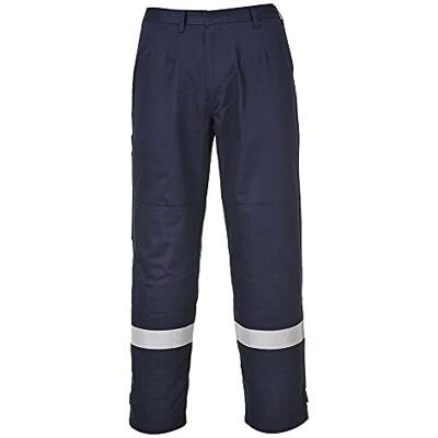 Portwest FR26 Bizflame Work Flame Resistant Trousers High Visibility Reflective FR Pants CE CAT III ATEX Welding Protection Triple Stitched Workwear, Navy, Large Portwest FR26 Bizflame Work Flame Resistant Trousers High Visibility Reflective FR Pants CE CAT III ATEX Welding Protection Triple Stitched Workwear, Navy, Large