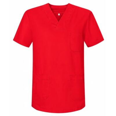 MISEMIYA Scrub Top Unisex Scrubs Medical Uniform V-Neck Tunic Scrub Top 817 Large, Red MISEMIYA Scrub Top Unisex Scrubs Medical Uniform V-Neck Tunic Scrub Top 817 Large, Red