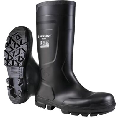 Dunlop Work-It Unisex Full Safety Slip-Resistant Waterproof Work Boots, Black, Antistatic and Chemical Resistant PVC Wellies with Steel Toecap for Outdoor and Industrial Work EU35, UK2.5 Dunlop Work-It Unisex Full Safety Slip-Resistant Waterproof Work Boots, Black, Antistatic and Chemical Resistant PVC Wellies with Steel Toecap for Outdoor and Industrial Work EU35, UK2.5