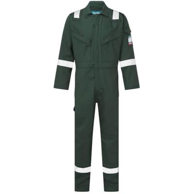 Portwest FR50 Men's Bizflame Work FR Coverall Flame Resistant Hi Vis Anti-Static Arc Proof Safety Overalls Reflective Knee Pad Pockets CE Certified Offshore Workwear, Green, XXL Portwest FR50 Men's Bizflame Work FR Coverall Flame Resistant Hi Vis Anti-Static Arc Proof Safety Overalls Reflective Knee Pad Pockets CE Certified Offshore Workwear, Green, XXL