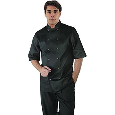 Whites Chefs Clothing Whites Vegas Unisex Chef Jacket, Short Sleeve, Black, Size M Easy Clean, Double-Stitched Restaurant Uniform, Workwear A439-M Whites Chefs Clothing Whites Vegas Unisex Chef Jacket, Short Sleeve, Black, Size M Easy Clean, Double-Stitched Restaurant Uniform, Workwear A439-M