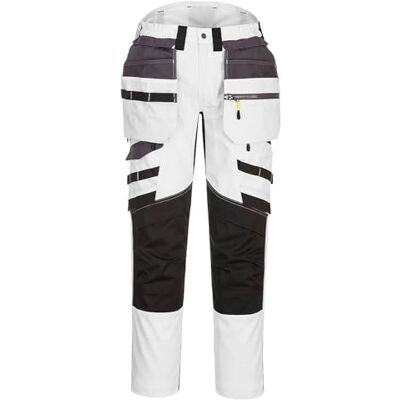 Portwest DX4 DX440 Work Trousers Stretch Holster Pocket Kneepad White/Grey Portwest DX4 DX440 Work Trousers Stretch Holster Pocket Kneepad White/Grey