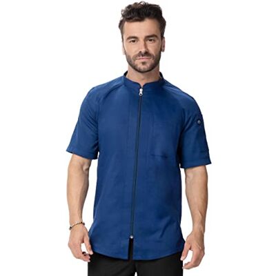 Chef Works Men's Arcadia Chef Coat, Ocean Blue, XXL Chef Works Men's Arcadia Chef Coat, Ocean Blue, XXL