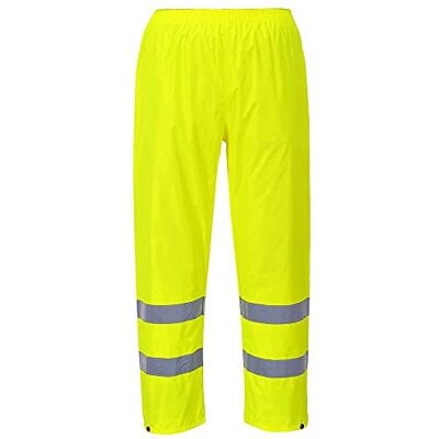 Portwest H441 Hi-Vis Rain Trousers Mens Waterproof Overtrousers Lightweight Reflective Workwear Elasticated Waist Rain Pants Adjustible Hem 40+ UPF, Yellow, 5XL Portwest H441 Hi-Vis Rain Trousers Mens Waterproof Overtrousers Lightweight Reflective Workwear Elasticated Waist Rain Pants Adjustible Hem 40+ UPF, Yellow, 5XL