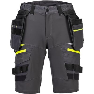 Portwest DX444 DX4 Detachable Holster Pocket Shorts Ripstop Fabric 93% Polyester, Painter Decorator, Reflective Trim, Cargo Storage, 4-Way Stretch, Zip Front, Workwear Portwest DX444 DX4 Detachable Holster Pocket Shorts Ripstop Fabric 93% Polyester, Painter Decorator, Reflective Trim, Cargo Storage, 4-Way Stretch, Zip Front, Workwear