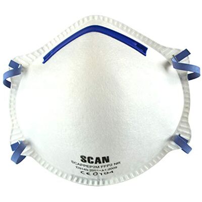 Scan SCAPPEP2MB FFP2 Moulded Disposable Masks Pack of 20 Scan SCAPPEP2MB FFP2 Moulded Disposable Masks Pack of 20
