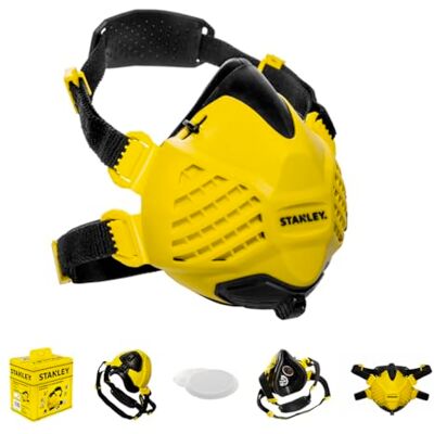Stanley P3 Dust Mask, Reusable Respirator Mask with Face-Fit-Check Technology & Maximum 99.99% P3 Fitted Filters. Dust masks for building work, dust masks for fine dust, P3 mask & sanding mask – M/L Stanley P3 Dust Mask, Reusable Respirator Mask with Face-Fit-Check Technology & Maximum 99.99% P3 Fitted Filters. Dust masks for building work, dust masks for fine dust, P3 mask & sanding mask – M/L
