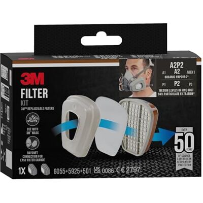 3M Spray Paint Filters 6002 CR, A2P2, 1 Kit, White 3M Spray Paint Filters 6002 CR, A2P2, 1 Kit, White