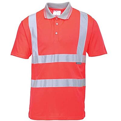 Portwest S477 Hi-Vis Polo Shirt Short Sleeve Polyester Ribbed Collar Red Portwest S477 Hi-Vis Polo Shirt Short Sleeve Polyester Ribbed Collar Red