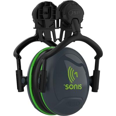 JSP SONIS 1 Ear Defenders Ear Muffs One Size Helmet Mounted PSA 26dB SNR EVO Helmet Mounted hearing protection, comfortable adjustable fit for construction, and general industry. UK Made. EN 352 JSP SONIS 1 Ear Defenders Ear Muffs One Size Helmet Mounted PSA 26dB SNR EVO Helmet Mounted hearing protection, comfortable adjustable fit for construction, and general industry. UK Made. EN 352