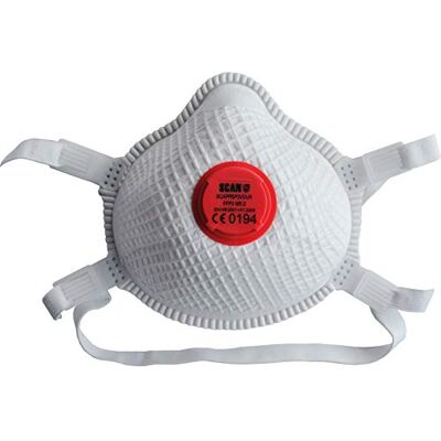Scan SCAPPEP3VDUR FFP3 Duranet Moulded Valved Disposable Dust MasksPack of 2 Scan SCAPPEP3VDUR FFP3 Duranet Moulded Valved Disposable Dust MasksPack of 2