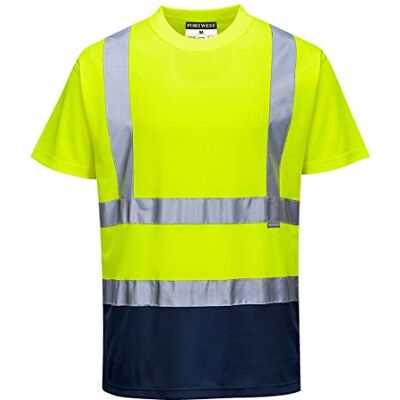 Portwest S378 Men's Hi Vis T Shirt Two-Tone Reflective Safety Workwear T-Shirt Yellow/Navy, Large Portwest S378 Men's Hi Vis T Shirt Two-Tone Reflective Safety Workwear T-Shirt Yellow/Navy, Large