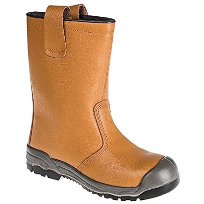 Portwest FW13 Steel Action Leather Rigger Boot Scuff Cap Faux Fur Lined Tan, 6.5, S1P EN ISO 20345, CE Certified, Slip Resistant Outsole, Anti-Static Footwear, Side Pull-Tabs, Ferrous Free Portwest FW13 Steel Action Leather Rigger Boot Scuff Cap Faux Fur Lined Tan, 6.5, S1P EN ISO 20345, CE Certified, Slip Resistant Outsole, Anti-Static Footwear, Side Pull-Tabs, Ferrous Free
