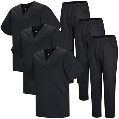 MISEMIYA Pack * 3 Sets Unisex Sanitary Uniform MEDICAL SANITARY UNIFORMS SANITARY SETS 3-817-8312 Large, Black 22 MISEMIYA Pack * 3 Sets Unisex Sanitary Uniform MEDICAL SANITARY UNIFORMS SANITARY SETS 3-817-8312 Large, Black 22