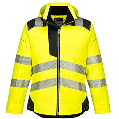 Portwest T400 Men's PW3 Lightweight Hi Vis Hooded Work Jacket Reflective Full Zip Safety Utility Quilt Lined Waterproof Workwear Yellow/Black, 6X-Large Portwest T400 Men's PW3 Lightweight Hi Vis Hooded Work Jacket Reflective Full Zip Safety Utility Quilt Lined Waterproof Workwear Yellow/Black, 6X-Large