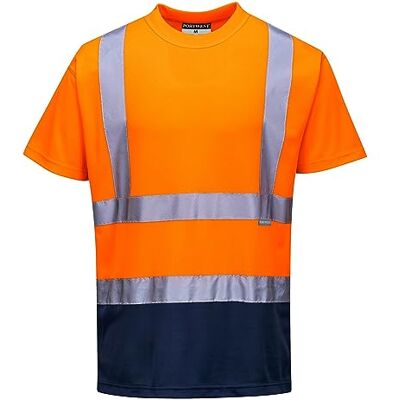 Portwest S378 Men's Hi Vis T Shirt Two-Tone Reflective Safety Workwear T-Shirt Orange/Navy, Small Portwest S378 Men's Hi Vis T Shirt Two-Tone Reflective Safety Workwear T-Shirt Orange/Navy, Small