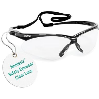 Ansell KleenGuard Nemesis Safety Glasses Anti-Fog PPE Eye Protection, Lightweight Wraparound Eyewear for Construction, Shooting, Outdoor & Industrial Use – Transparent, Single Pair Ansell KleenGuard Nemesis Safety Glasses Anti-Fog PPE Eye Protection, Lightweight Wraparound Eyewear for Construction, Shooting, Outdoor & Industrial Use – Transparent, Single Pair