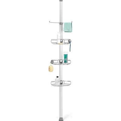 simplehuman BT1062 Large Tension Shower Caddy, Telescopic Corner Bathroom Shelf Storage Organiser, Extends 1.8m to 2.7m, Easy to Install, No Drilling, Rustproof, Adjustable Shelves, Storage Hooks simplehuman BT1062 Large Tension Shower Caddy, Telescopic Corner Bathroom Shelf Storage Organiser, Extends 1.8m to 2.7m, Easy to Install, No Drilling, Rustproof, Adjustable Shelves, Storage Hooks