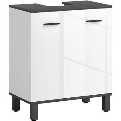 HOMCOM Under Sink Bathroom Cabinet for Basin 60x34x70cm High Gloss White HOMCOM Under Sink Bathroom Cabinet for Basin 60x34x70cm High Gloss White