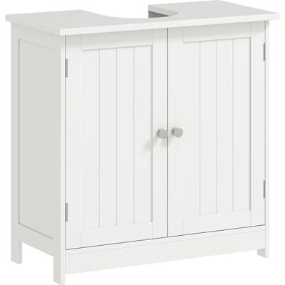 HOMCOM Under Sink Bathroom Cabinet, 2-Door Pedestal Sink Storage Unit with Adjustable Shelf, Freestanding Under Basin Cupboard for Small Bathrooms, 60 x 30 x 60 cm, White HOMCOM Under Sink Bathroom Cabinet, 2-Door Pedestal Sink Storage Unit with Adjustable Shelf, Freestanding Under Basin Cupboard for Small Bathrooms, 60 x 30 x 60 cm, White