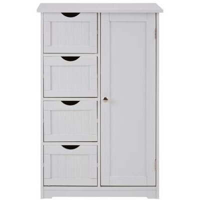 Premier Housewares Portern 4 Drawer Single Door Cabinet - Storage Furniture Premier Housewares Portern 4 Drawer Single Door Cabinet - Storage Furniture