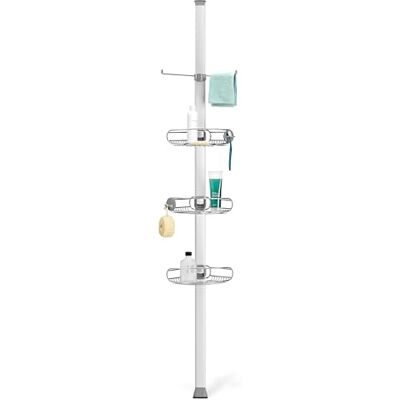 simplehuman BT1062 Large Tension Shower Caddy, Telescopic Corner Bathroom Shelf Storage Organiser, Extends 1.8m to 2.7m, Easy to Install, No Drilling, Rustproof, Adjustable Shelves, Storage Hooks simplehuman BT1062 Large Tension Shower Caddy, Telescopic Corner Bathroom Shelf Storage Organiser, Extends 1.8m to 2.7m, Easy to Install, No Drilling, Rustproof, Adjustable Shelves, Storage Hooks