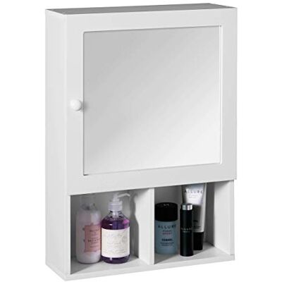 Premier Housewares MDF Bathroom Storage Cabinet with Mirror Wall Bathroom Shelf Door and 2 Compartments Bathroom Cabinet Storage White 56h x 40w x 15d Premier Housewares MDF Bathroom Storage Cabinet with Mirror Wall Bathroom Shelf Door and 2 Compartments Bathroom Cabinet Storage White 56h x 40w x 15d