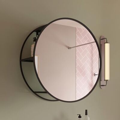 Croydex 50 x 50cm Round Bathroom Mirror with Black Frame and Hidden Shelves Wall mounted Durable 5mm safety glass 3 shelves for bathroom storage No Assembly Required Croydex 50 x 50cm Round Bathroom Mirror with Black Frame and Hidden Shelves Wall mounted Durable 5mm safety glass 3 shelves for bathroom storage No Assembly Required