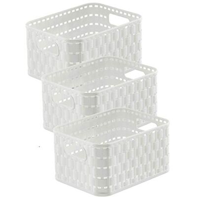 Rotho Country Bathroom Storage Baskets Set 3 x 2 L A6 Rattan-Look White Kitchen storage for small items, dishwasher-safe, compact A6 format, use together or separately, white rattan-look finish Rotho Country Bathroom Storage Baskets Set 3 x 2 L A6 Rattan-Look White Kitchen storage for small items, dishwasher-safe, compact A6 format, use together or separately, white rattan-look finish
