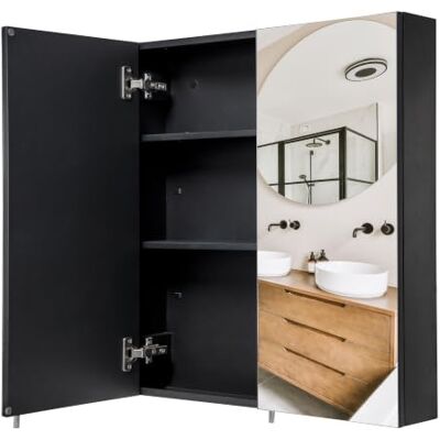Croydex Dawley Matt Black Double Door Mirrored Cabinet with Flexi Fix Easy Installation 67cm H x 60cm W Croydex Dawley Matt Black Double Door Mirrored Cabinet with Flexi Fix Easy Installation 67cm H x 60cm W